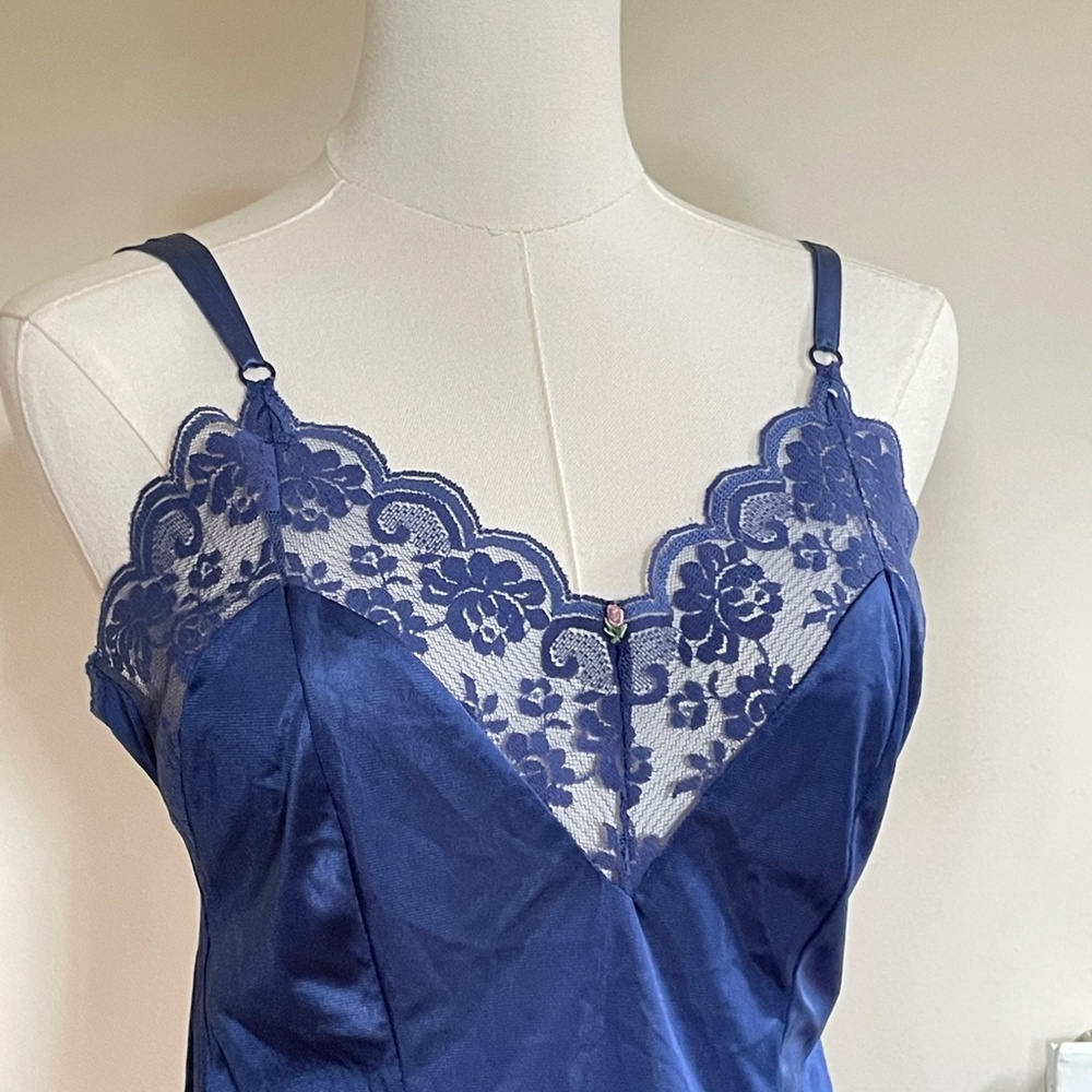Vintage Lingerie Babydoll Slip Cami Top Lace Satin 36 /S Festival Y2K Romantic - Picture 2 of 15